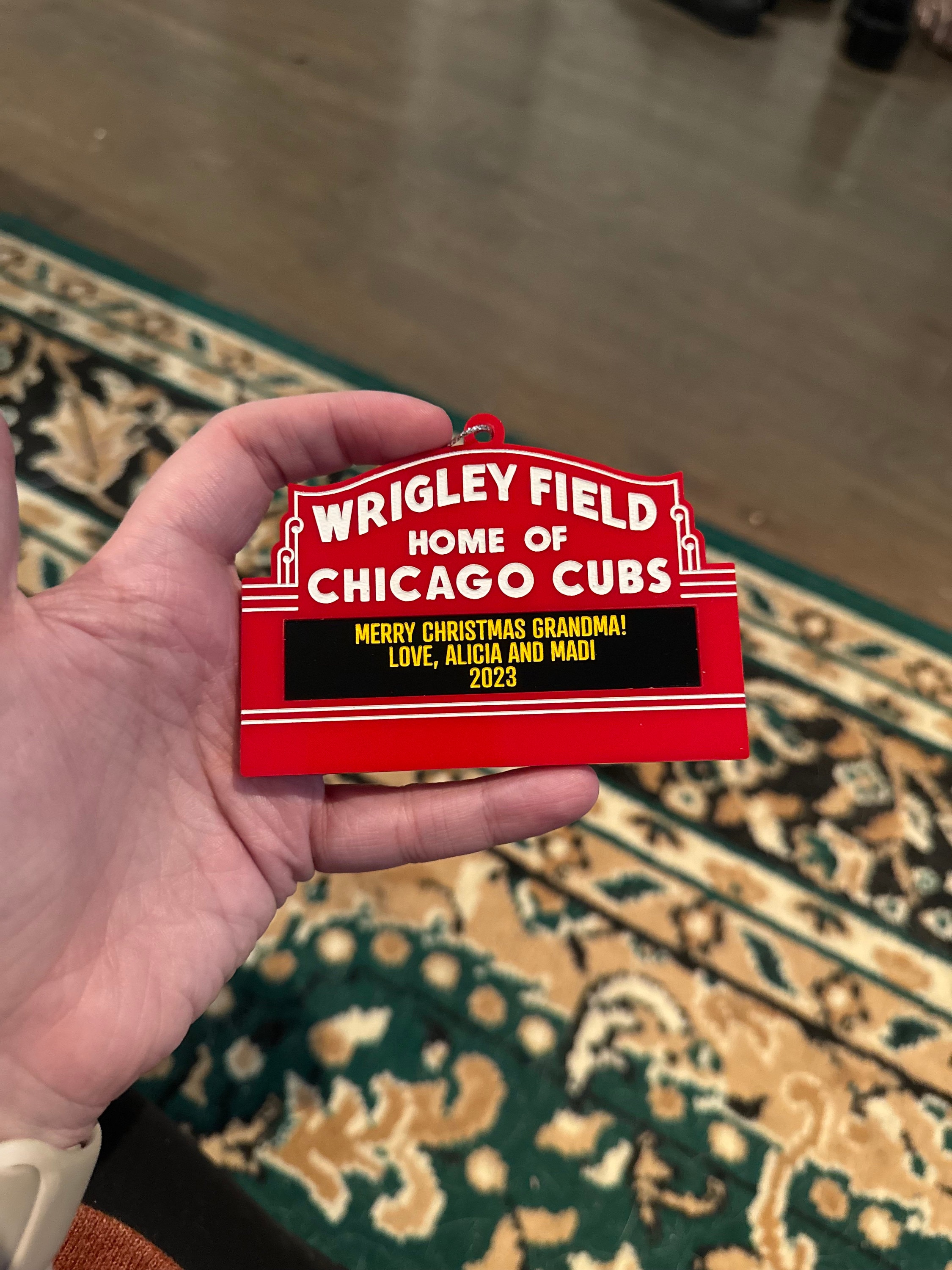 Chicago Cubs Personalized Wrigley Field Marquee Sign Christmas Ornament Custom Gifts Marquee Message MLB Baseball Illinois Acrylic