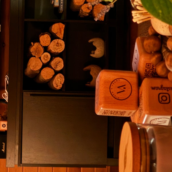 QR MENU | QR Table Stand Engraved on Wooden Cube | Digital Menus for ...