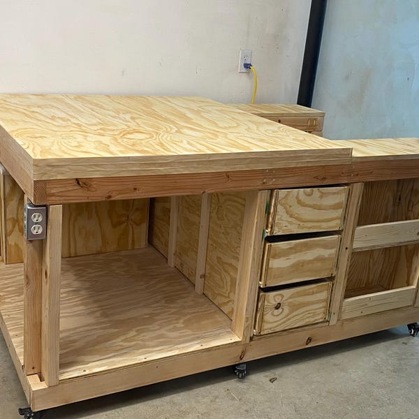4x6 Ft DIY Flip-top Workbench Plans, Multipurpose Compact Table Saw ...