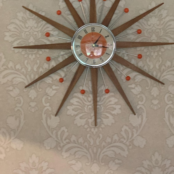British Made 24 Inch Mid Century Style Starburst Clock by Royale 12 ...