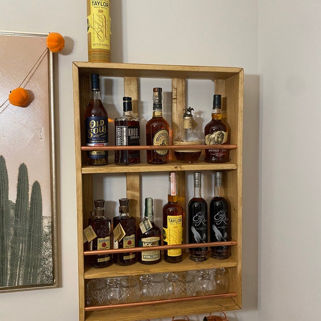 Liquor Shelf Whiskey Rack Home Bar Shelves Bourbon Display Liquor Cabinet Wine Shelf Wooden Shelves for Kitchen Etsy
