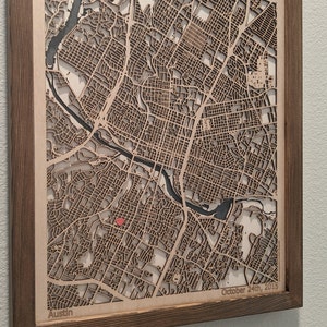 Edinburgh Wood Map Custom Wooden Map Laser Cut Framed Maps Wall Art Wedding Engagement Gift for Couple 5th Anniversary Gift
