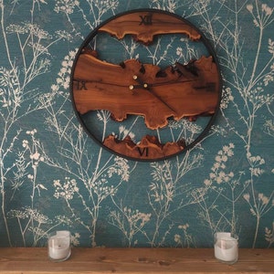 Handcrafted Live Edge Olive Wood Wall Clock Fast Production & Shipping ...