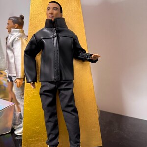 1/6 Scale Black Faux Leather Jacket: Mini Model Toy for 12in