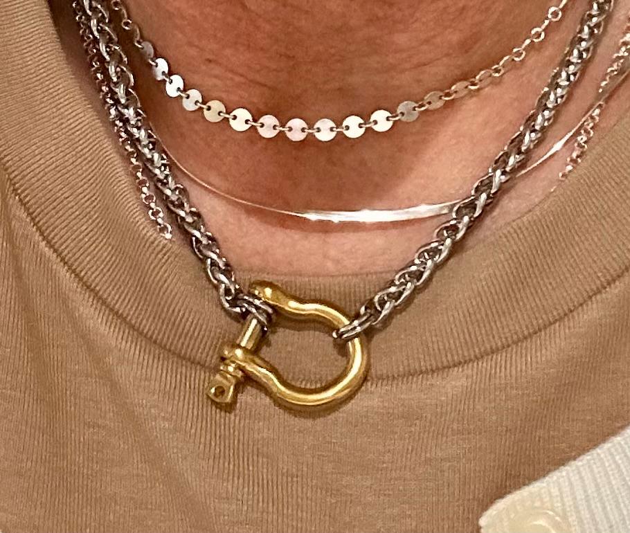 Horseshoe Shackle Stainless Steel Necklace - Chunky Choker Necklace - Bold Necklace - Punk Jewelry - Statement Piece - Carabiner Necklace