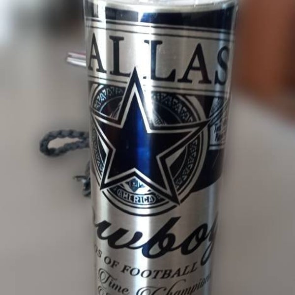 30oz Skinny Tumbler. Dallas Cowboys Beer Can Inspired Design. With ...