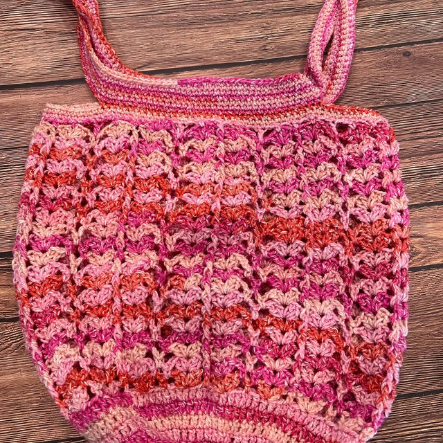 A customer's finished Willow Mesh Market Bag Crochet Pattern + Video Tutorial