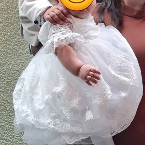 Robe De Baptême En Tulle Pour Fille - Manches Longues, Dentelle, Pour Occasions Spéciales