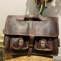 Handmade Buffalo Leather Briefcase Laptop Bag.