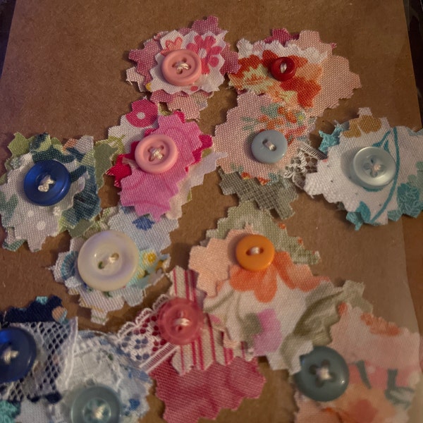12 Mini Snippet Fabric Clusters (assorted Colors) Mini Collage for Junk ...