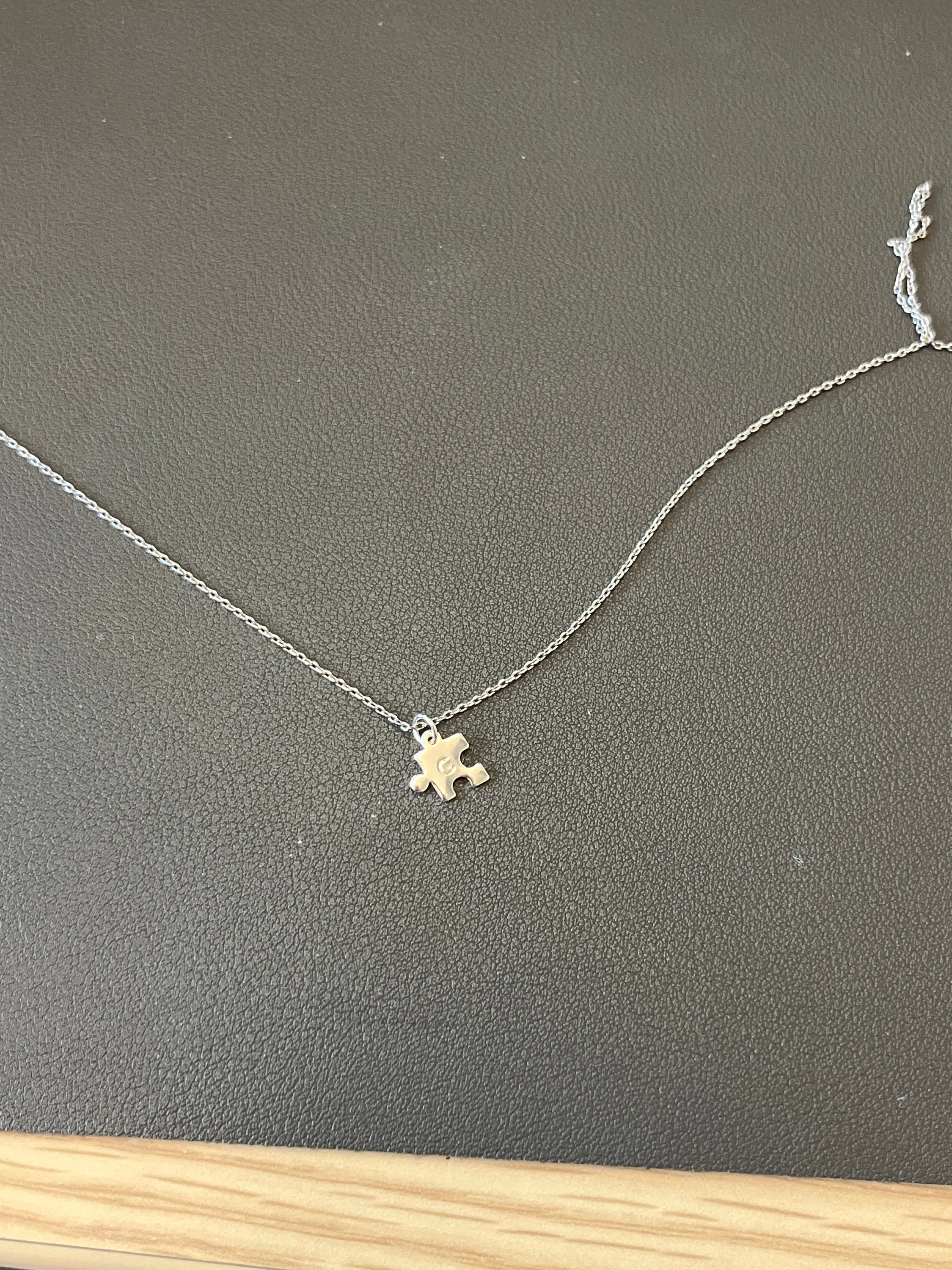 Personalized Tiny Puzzle Piece Necklace, Mom Gift, Anniversary Present, BFF Gift, Other Half