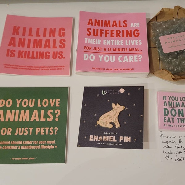 Vegan Mixed Sticker Set Outdoor Sticker Bundle Animal Agriculture ...