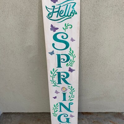 Hello Spring Stencil With Butterflies Large Reusable Mylar Stencil for ...