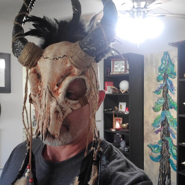 Ram Horn Skull Pagan Viking Ritual Skull Witchcraft Skull Deer Antler ...