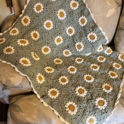 Crochet Daisy Granny Square Blanket Pattern Daisy Blanket - Etsy