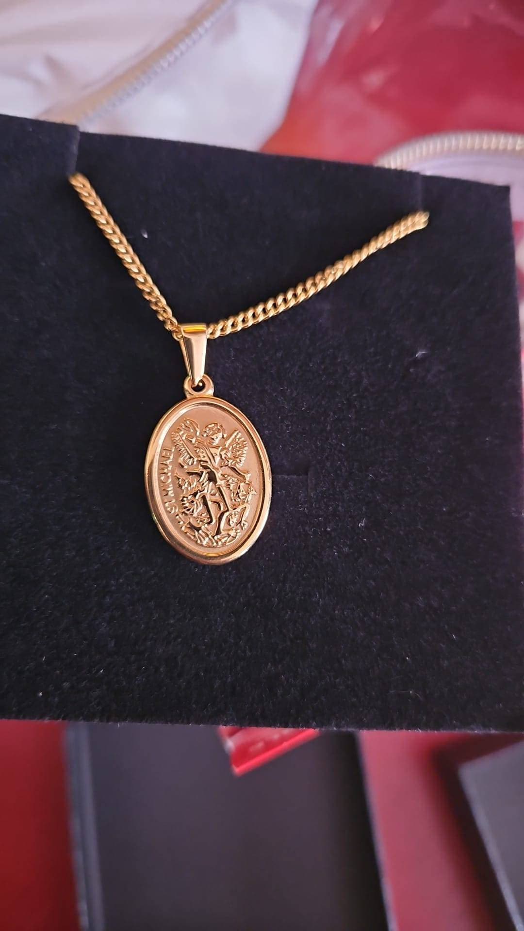 18k Gold St Michael Pendant Saint Michael Medal Man Pendant Man Necklace for Men Pendant for Men Gold Man Necklace Gift Mans Gift For Dad