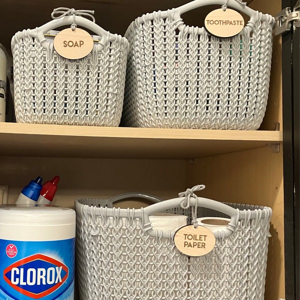 Custom Wooden Laundry Basket Labels // Wood Labels for Organizing ...