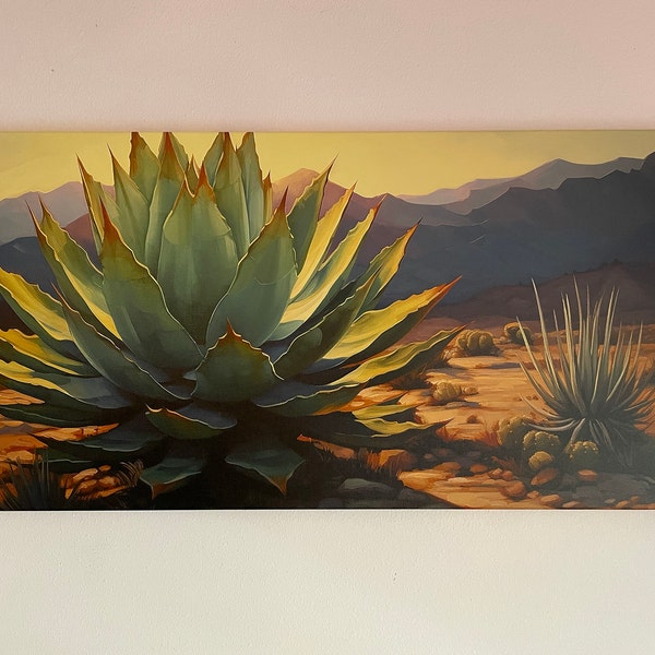 Southwestern Wall Art, Agave Desert Canvas Print Ready to Hang Large ...