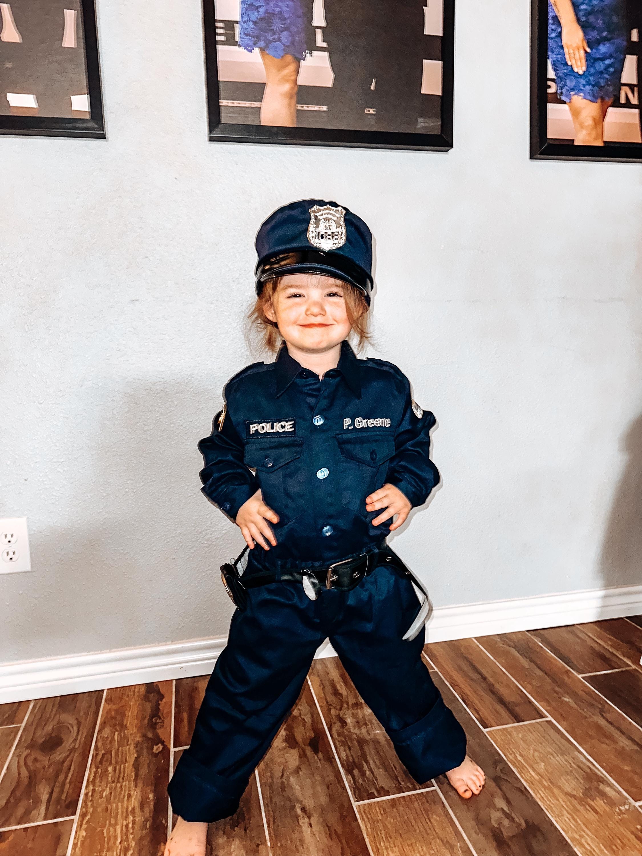 Kid&#39;s Police Costume | Embroidery PERSONALIZED Costume | Authentic | FREE hat | Perfect Kid&#39;s Birthday gift | Best Kid&#39;s Christmas Present!