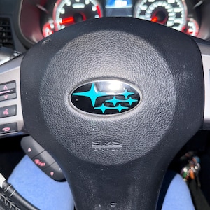 Steering Wheel Emblem Overlay Decal - Stars - Precision Cut - Any Color! Compatible with Subaru
