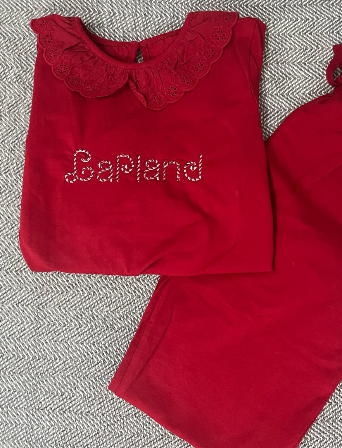 Customer project using Classic 2-Color Candy Cane Font embroidery design
