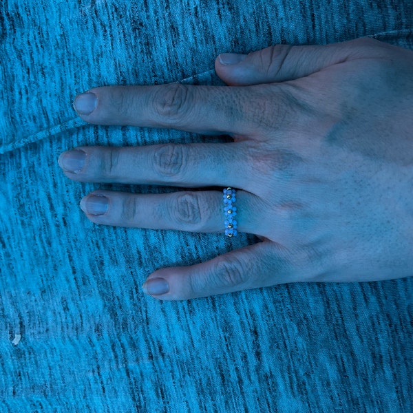 Beaded Flower Rings, Stackable Rings - Etsy