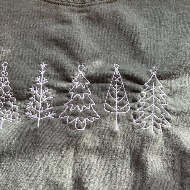 Christmas Tree Embroidered Sweatshirt, Christmas Sweatshirt