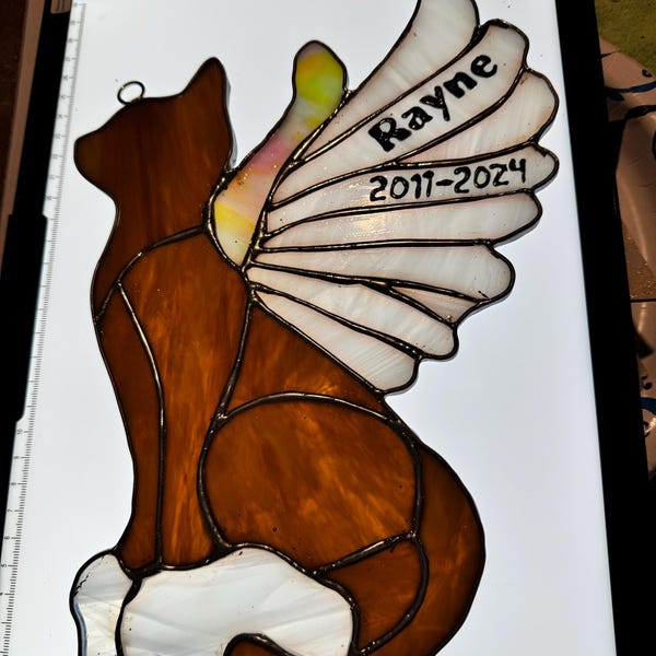 Digital Download Stained Glass Angel Cat Pattern | Festive Suncatcher ...