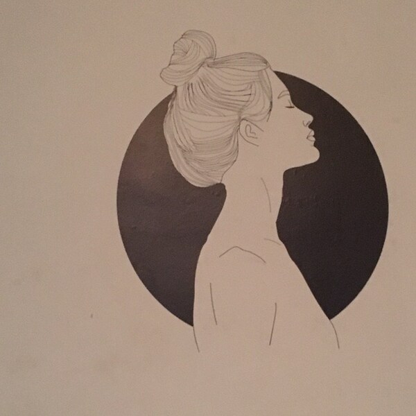 NEGATIVE SPACE Line Drawing Girl Woman Modern Art Removable Wall ...