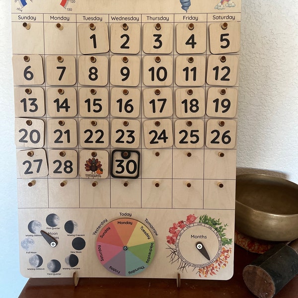 Montessori Calendar Wooden Calendar for Toddlers Gifts for Kids Wall Montessori Calendar Wooden Calendar for Toddlers Gifts for Kids Wall