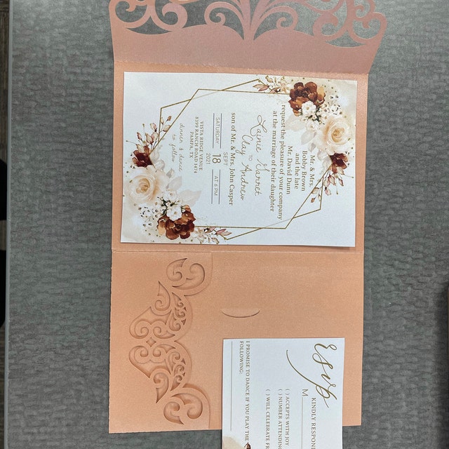 CILLA Rust Orange Wedding Invitation Template Download Floral Burnt Orange Wedding Invitation Template 2PC Wedding Invitation With RSVP Etsy Ireland