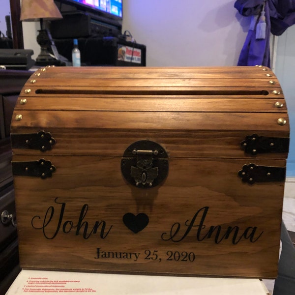 Personalized Wedding Card Box Rustic Card Box With Slot Wood Card Box ...