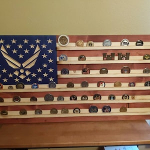 Military Challenge Coin Display Rack US Wood Flag for Air Force - Etsy