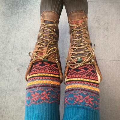 Cornish Rockpool Fair Isle Leg Warmers Knitted Chunky Boot - Etsy