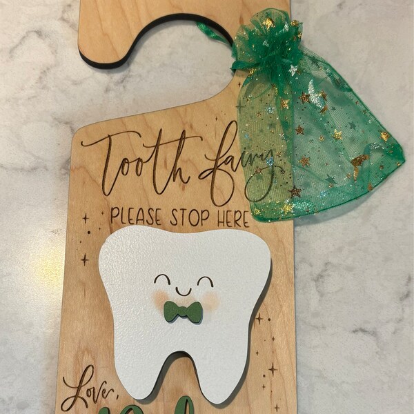 Custom Tooth Fairy Door Hanger - Personalized Wooden Tooth Fairy Sign ...