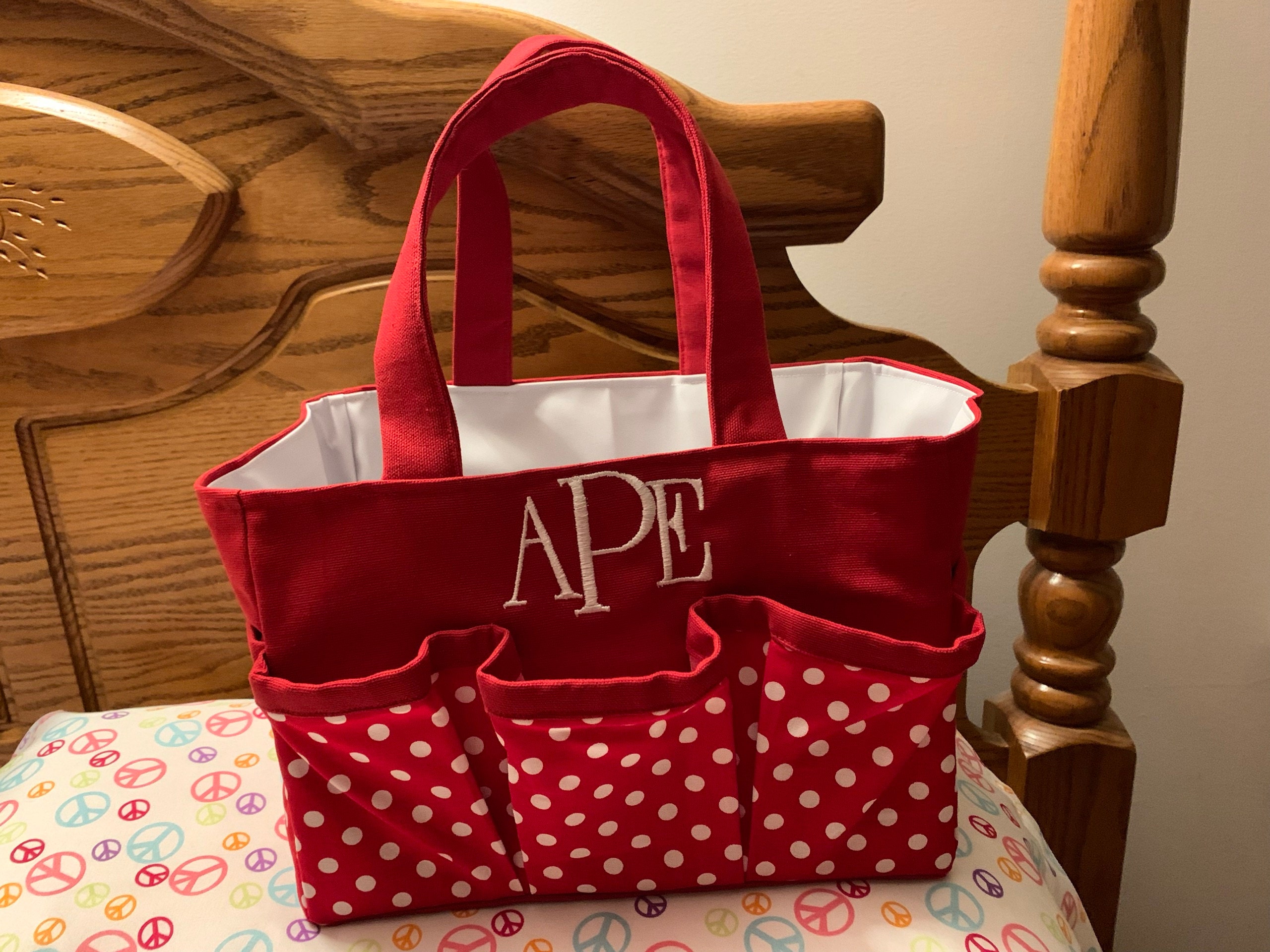 Shower caddy personalized, Waterproof canvas tote bag, College dorm storage organizer