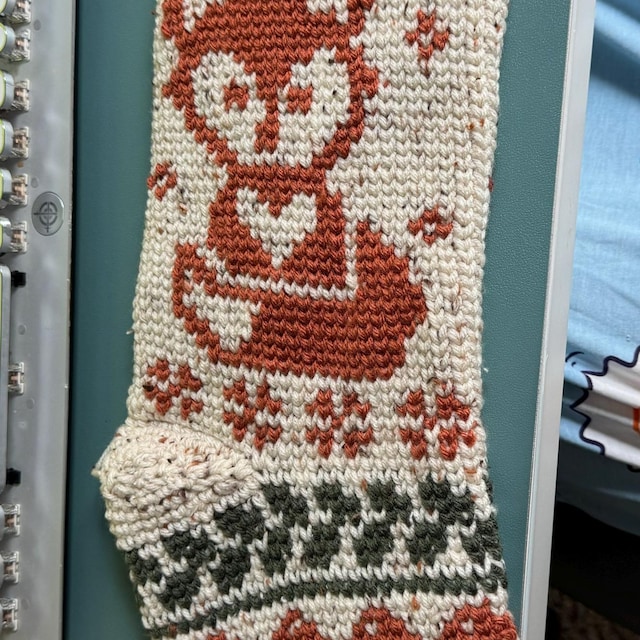 A customer's finished Woodland Fox Stocking Crochet Pattern