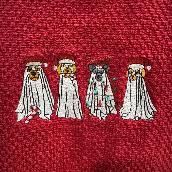 Dog Ghost Embroidery Design, Four Ghost Dog Spooky Season Christmas ...