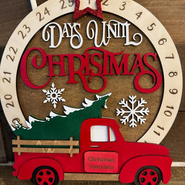 Days Until Christmas Countdown SVG Laser Cut Files: Tree Truck SVG ...