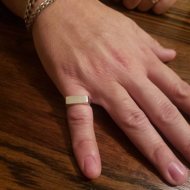 Solid Sterling Silver Signet Ring, Rectangle Signet Ring