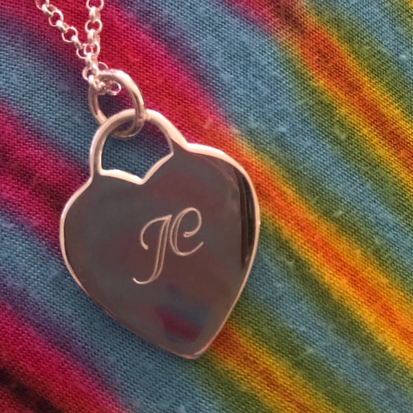 Sterling Silver Large Engravable Heart Pendant 16 24 Inches main image 0