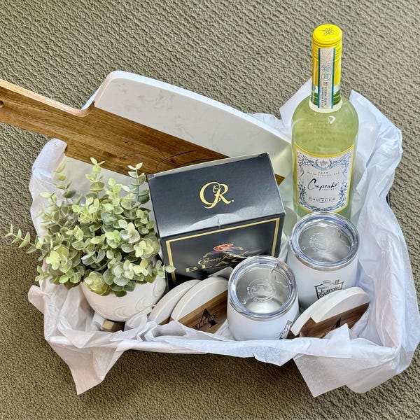 Custom Gift Basket Housewarming Gift Cutting Board First Home Gift Idea ...