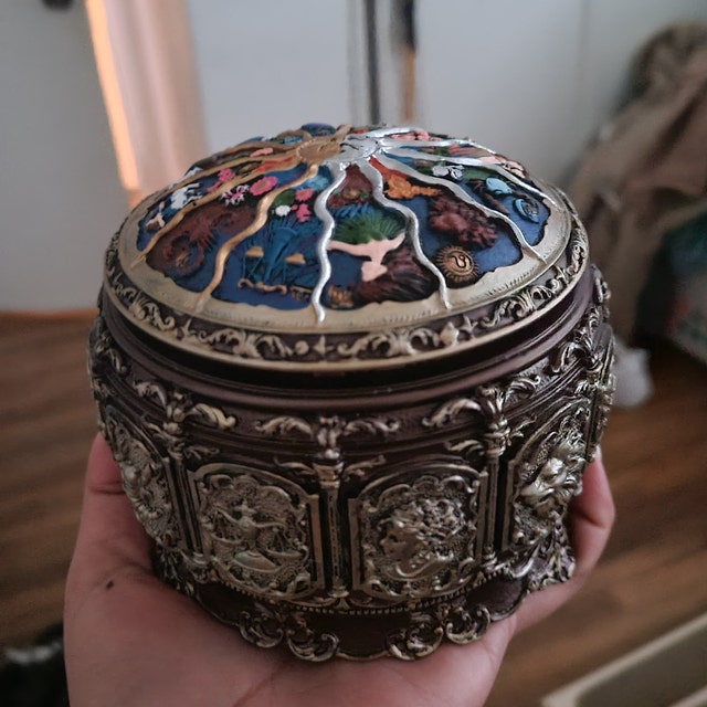 Personalized Vintage Music Box With Constellations Rotating