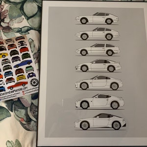 【SALE】GENERATIONS掲載ページ（ポスターサイズ）#51254 Nissan Z Car Generations Inspired Poster (side Profile