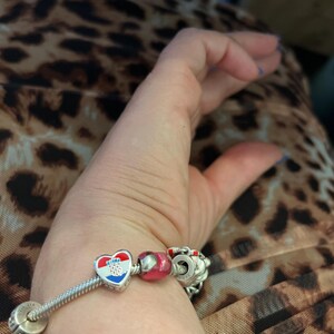 パンドラ クロアチア国旗 ハートチャーム：925スターリングシルバー