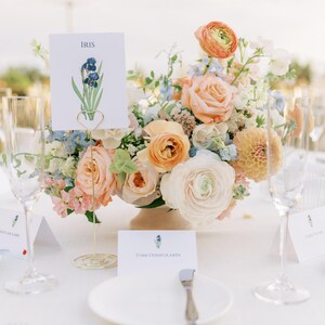 Flower NAME Table Cards, Wedding Table Cards, Botanical Table