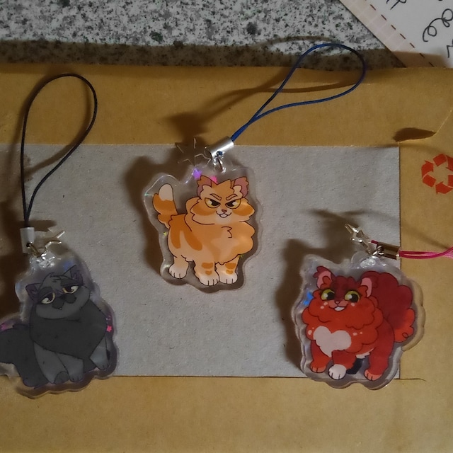 Cute Starry Warrior Cat Charms Keyrings 