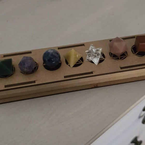 Seven Chakra Sacred Geometry Set With Wooden Box | 7 Platonic Solids ...