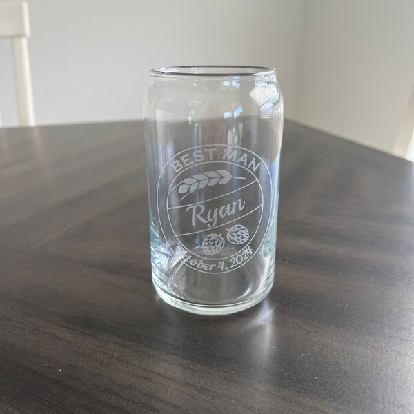 Personalized Beer Can Glass, Gift for Him, Groomsmen Gift, Groomsman ...