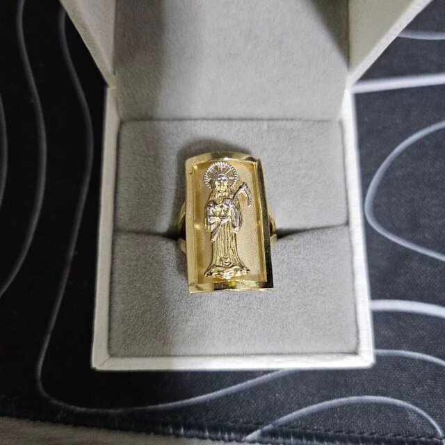 10k & 14k Solid Gold Santa Muerte Death Grim Reaper Rectangular